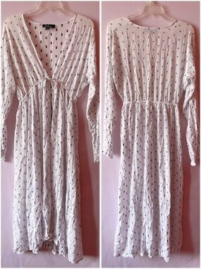 Lulus White Patterned Swim Cover Up Dress 🔲🤍⛱️